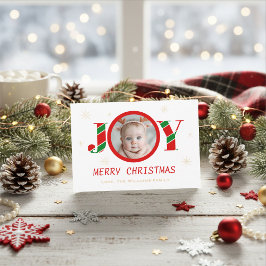 Personalized Joy Christmas Photo シーズンカード