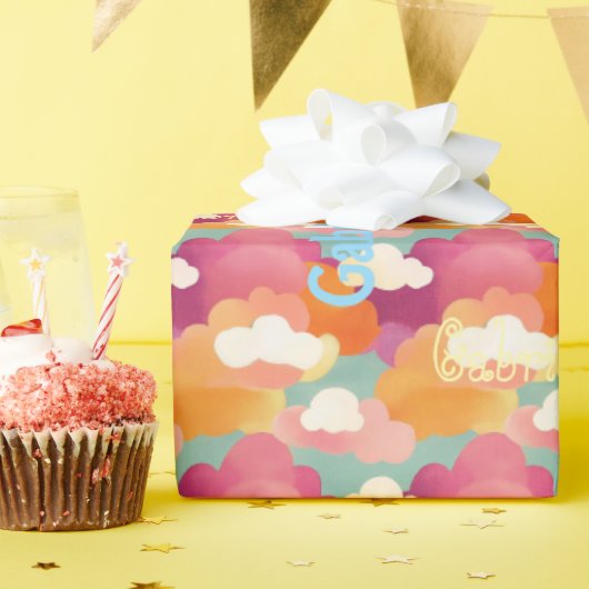 Personalized Joyful Watercolor Wrapping Paper ラッピングペーパー (誕生日パーティー)