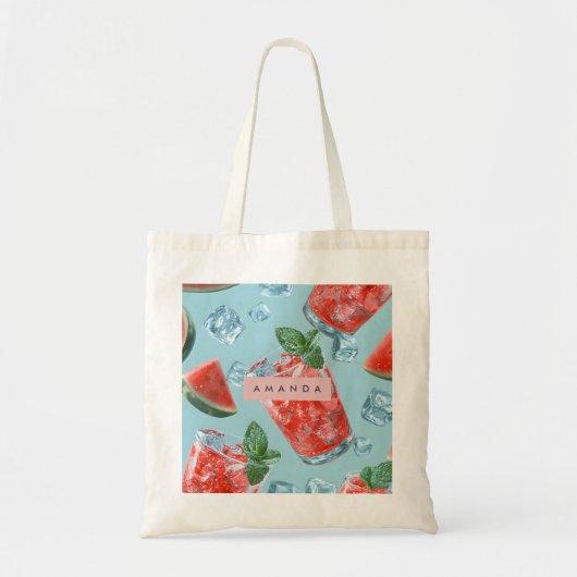 Personalized Juicy Watermelon Mint Sparkle トートバッグ (正面)
