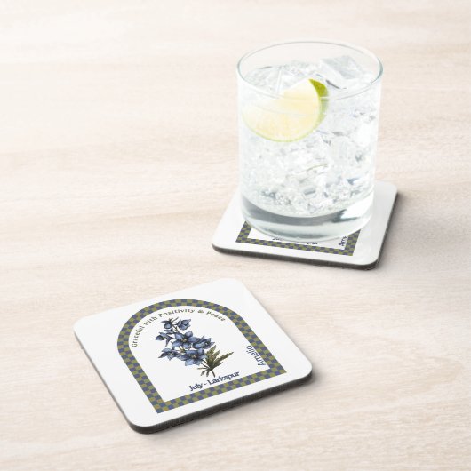 Personalized July Birth Month Flower Coaster コースター (右側)