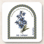 Personalized July Birth Month Flower Coaster コースター (正面)