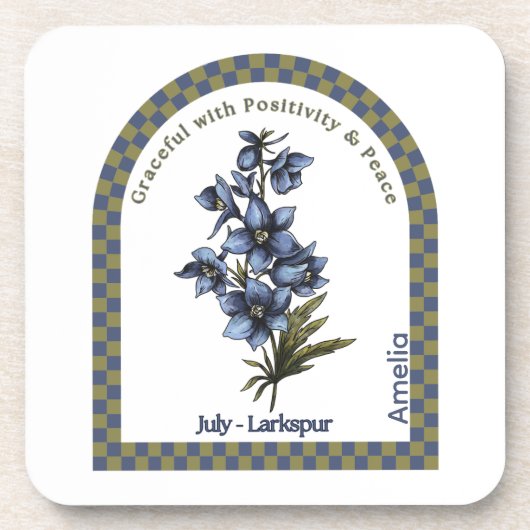Personalized July Birth Month Flower Coaster コースター (正面)