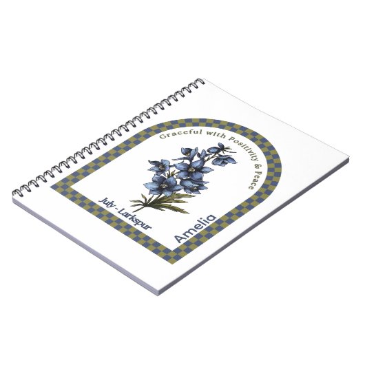 Personalized July Birth Month Flower Notebook ノートブック (左側)