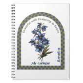 Personalized July Birth Month Flower Notebook ノートブック (正面)