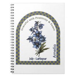Personalized July Birth Month Flower Notebook ノートブック