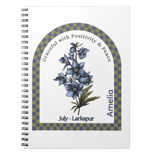 Personalized July Birth Month Flower Notebook ノートブック (正面)