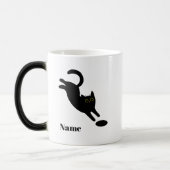 Personalized Jumping Black Cat Name Mug モーフィングマグカップ (左)