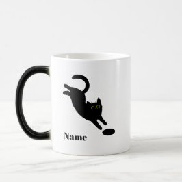 Personalized Jumping Black Cat Name Mug モーフィングマグカップ