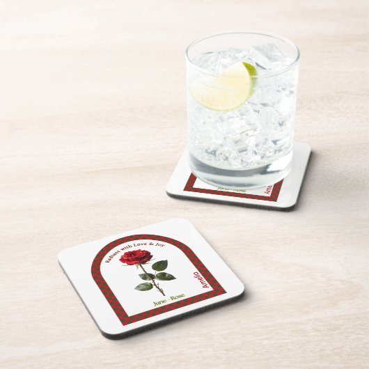 Personalized June Birth Month Flower Coaster コースター (右側)