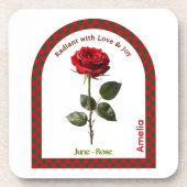 Personalized June Birth Month Flower Coaster コースター (正面)