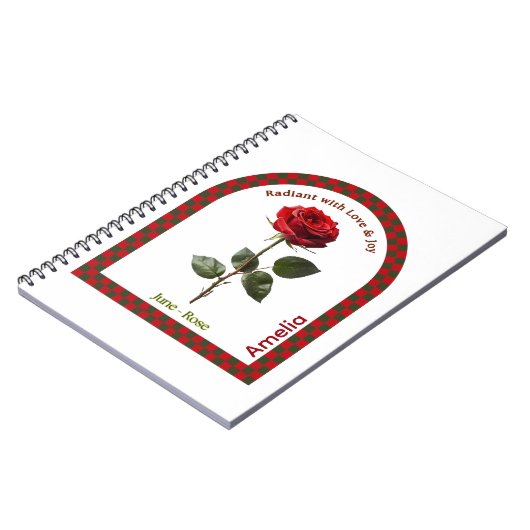 Personalized June Birth Month Flower Notebook ノートブック (左側)