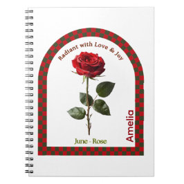 Personalized June Birth Month Flower Notebook ノートブック