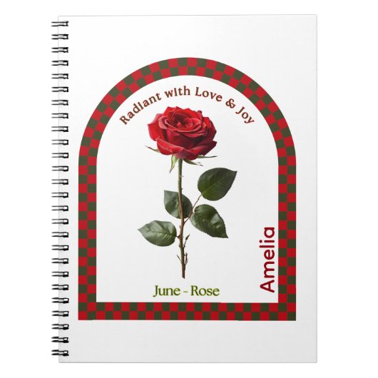 Personalized June Birth Month Flower Notebook ノートブック (正面)