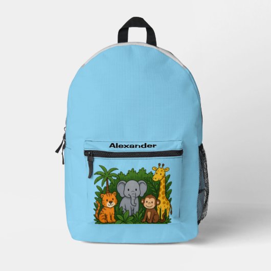 Personalized Jungle Animal Backpack – Fun Safari  プリントバックパック (正面)