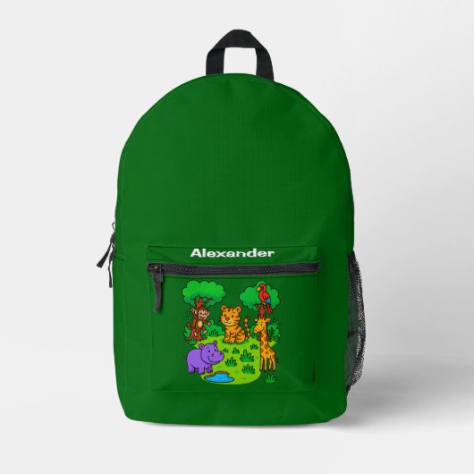 Personalized Jungle Animal Backpack  Monkey & More プリントバックパック (正面)