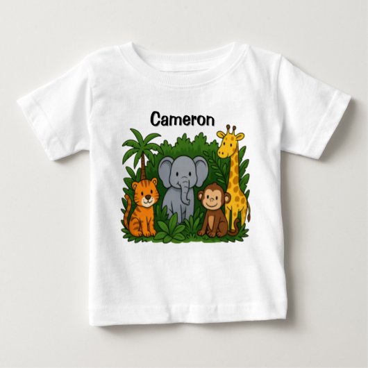 Personalized Jungle Animal Design  ベビーTシャツ (正面)