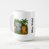 Personalized Jungle Animal Mug – Fun Teacher Gift  コーヒーマグカップ (正面左)