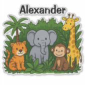 Personalized Jungle Animal Stickers – Fun & Wild  シール (正面)