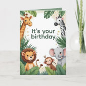 Personalized Jungle Animals Birthday Card カード (正面)