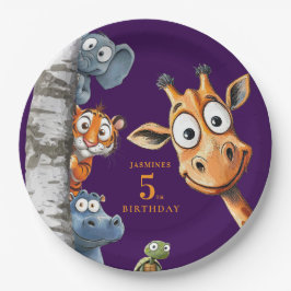 personalized Jungle Animals Birthday Party Plates ペーパープレート