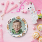 Personalized Jungle Safari Animal Border Photo ペーパープレート (パーティー)