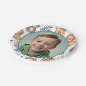 Personalized Jungle Safari Animal Border Photo ペーパープレート (アングル)