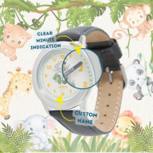 Personalized Jungle Safari Learn to Tell Time Kids
