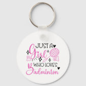 Personalized Just a Girl Who Loves Badminton Pink キーホルダー (裏面)