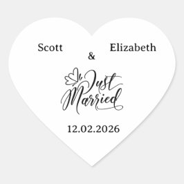 Personalized "Just Married" Wedding ハートシール