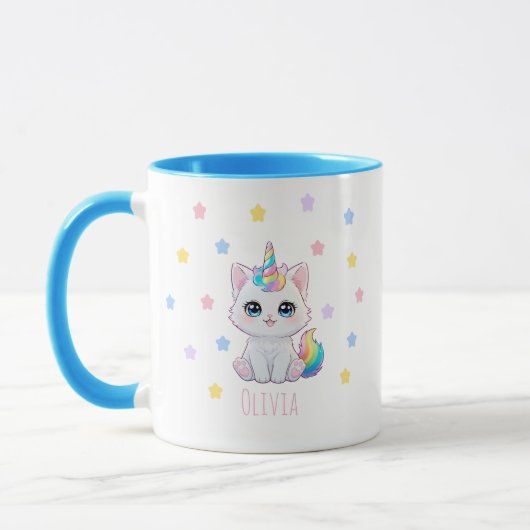 Personalized Kawaii Caticorn Name Printed Mug マグカップ (左)