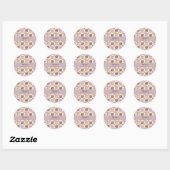 Personalized Kawaii Cookie Gingham Cupcake Topper  ラウンドシール (シート)