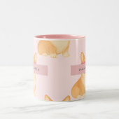 Personalized Kawaii Corgi with Heart Sunglasses ツートーンマグカップ (中央)