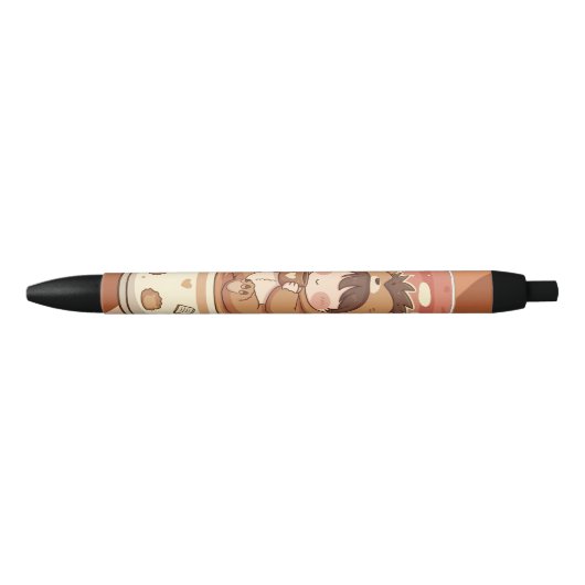 Personalized Kawaii Hedgehog Ink Pen 黒ボールペン (正面)