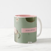 Personalized Kawaii Hot Cocoa Pattern ツートーンマグカップ (正面右)