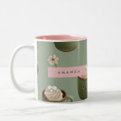 Personalized Kawaii Hot Cocoa Pattern ツートーンマグカップ (左)