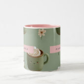 Personalized Kawaii Hot Cocoa Pattern ツートーンマグカップ (中央)
