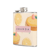 Personalized Kawaii Lemon Tart Pattern フラスク (左)