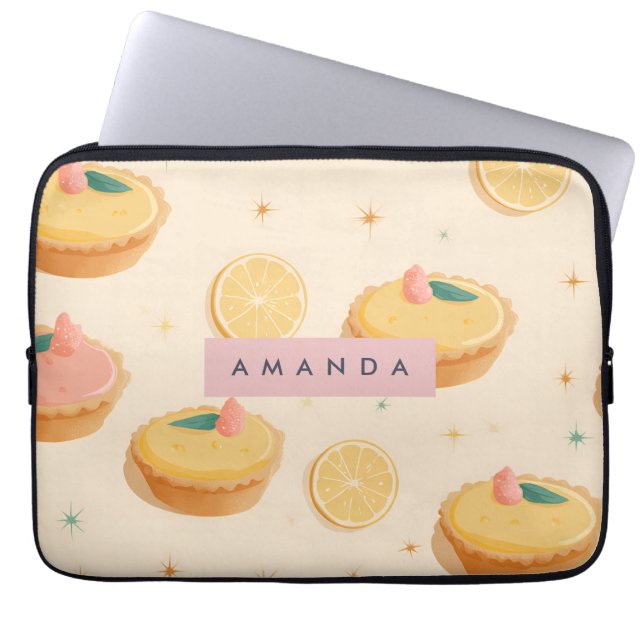 Personalized Kawaii Lemon Tart Pattern ラップトップスリーブ (正面)