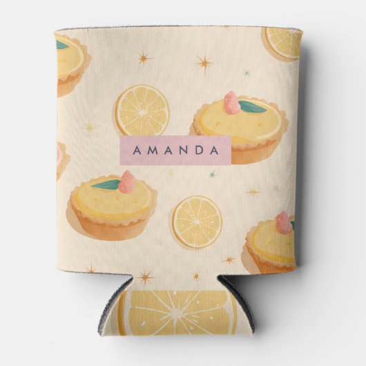 Personalized Kawaii Lemon Tart Pattern 缶クーラー (正面)