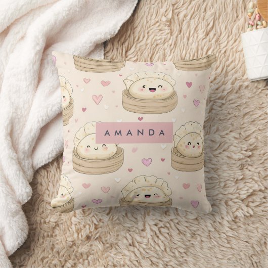 Personalized Kawaii Pastel Dumpling Pattern クッション (ブランケット)
