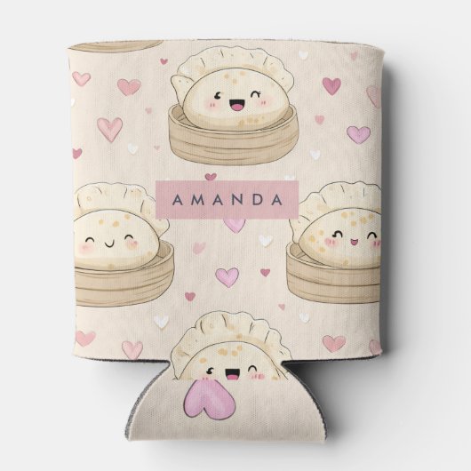 Personalized Kawaii Pastel Dumpling Pattern 缶クーラー (裏面)