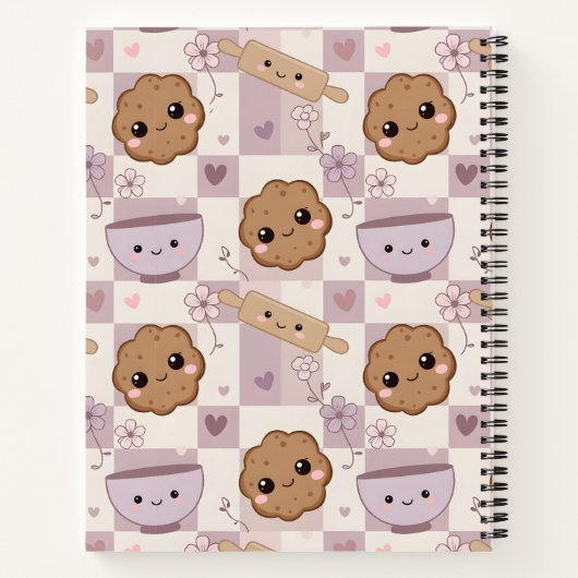 Personalized Kawaii Purple Cookie Keepsake Recipe ノートブック (裏面)