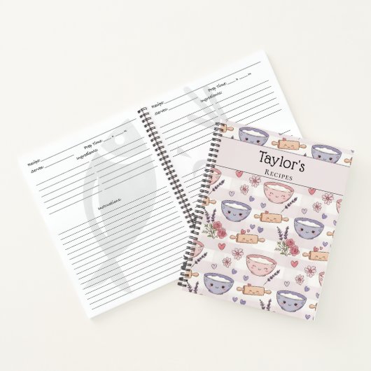 Personalized Kawaii Recipe Heart Keepsake Recipe  ノートブック (内部)