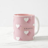 Personalized Kawaii Soft Pink Heart  ツートーンマグカップ (正面右)