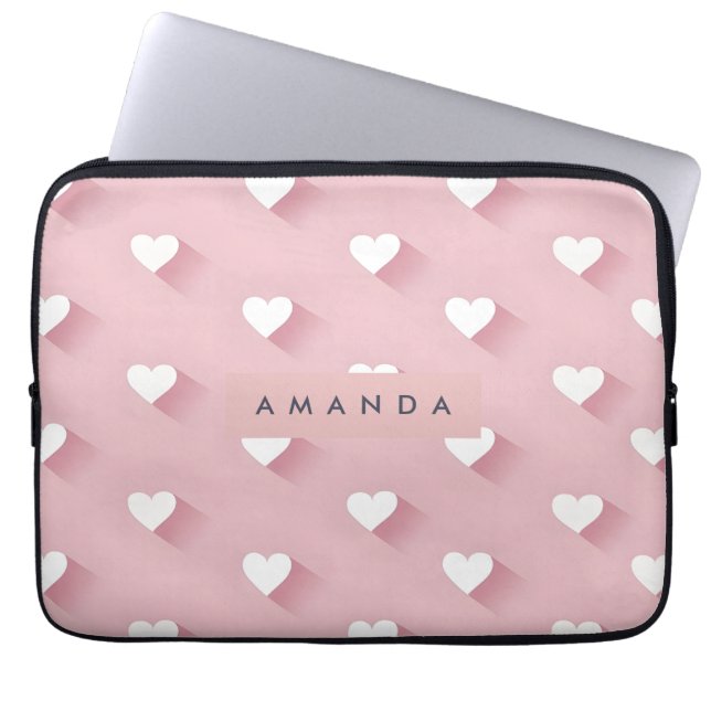 Personalized Kawaii Soft Pink Heart  ラップトップスリーブ (正面)