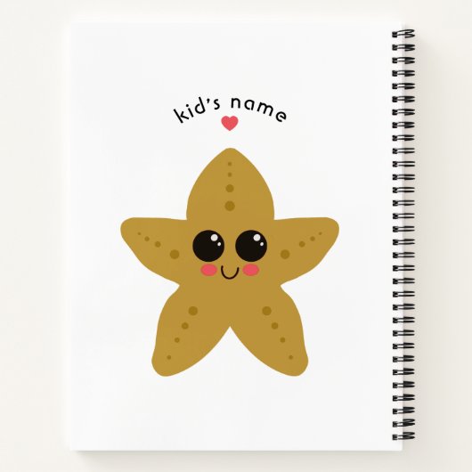 Personalized Kawaii Starfish Kids Cute Ocean ノートブック (裏面)