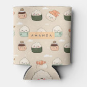 Personalized Kawaii Sushi Japanese Food Pattern 缶クーラー (正面)