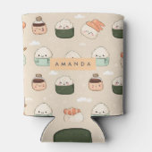 Personalized Kawaii Sushi Japanese Food Pattern 缶クーラー (裏面)