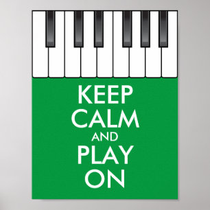 Personalized KEEP CALM and PLAY ON -Keyboard piano ポスター