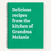 Personalized Keepsake Green Grandma Recipe ノートブック (正面)